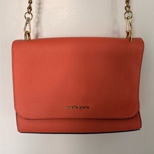 Coral Crossbody Bag with Gold Chain